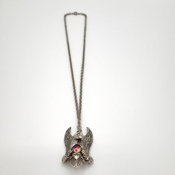 Majestic Silver Eagle Pendant Necklace - Vintage 90s - Picture 9 of 12